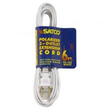  93/192 - 6 Foot Extension Cord; White Finish; 16/2 SPT-2; Indoor Only; 13A-125V-1625W Rating