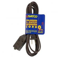  93/195 - 9 Foot Extension Cord; Brown Finish; 16/2 SPT-2; Indoor Only; 13A-125V-1625W Rating