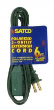  93/5020 - 6 Foot Extension Cord; Green Finish; 16/2 SPT-2; Indoor Only; 13A-125V-1625W Rating