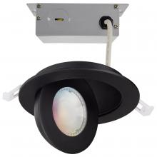  S11294 - 9 Watt; LED Gimbaled Downlight; 4 Inch; RGB & Tunable White; Round; Starfish IOT; Black Finish; 650