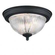  6117700 - 11 in. 1 Light Flush Matte Black Finish Crystal Ribbed Glass