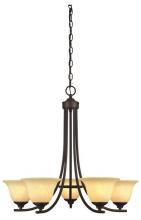  6221400 - 5 Light Chandelier Oil Rubbed Bronze Finish Burnt Scavo Glass