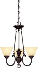  6222400 - 3 Light Chandelier Dark Bronze Finish Antique Amber Glass