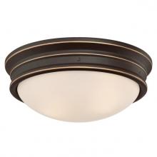  6370600 - 13 in. 2 Light Flush Oil Rubbed Bronze Finish with Highlights Frosted Glass