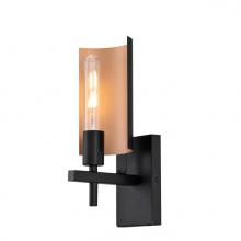  6575900 - 1 Light Wall Fixture Matte Black Finish with Metallic Bronze Accents