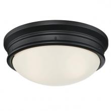  6578100 - 13 in. 2 Light Flush Matte Black Finish Frosted Glass