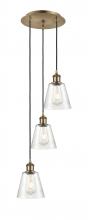  113B-3P-AB-G454 - Caton - 3 Light - 12 inch - Antique Brass - Cord Hung - Multi Pendant