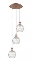  113B-3P-AC-G1213-6 - Athens Deco Swirl - 3 Light - 12 inch - Antique Copper - Cord hung - Multi Pendant