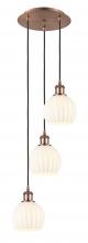  113B-3P-AC-G1217-6WV - White Venetian - 3 Light - 13 inch - Antique Copper - Cord Hung - Multi Pendant