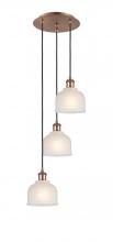  113B-3P-AC-G411 - Dayton - 3 Light - 12 inch - Antique Copper - Cord Hung - Multi Pendant