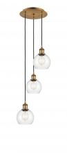  113B-3P-BB-G122-6 - Athens - 3 Light - 12 inch - Brushed Brass - Cord Hung - Multi Pendant