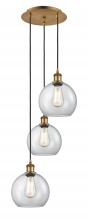  113B-3P-BB-G122-8 - Athens - 3 Light - 15 inch - Brushed Brass - Cord Hung - Multi Pendant