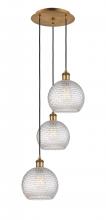  113B-3P-BB-G122C-8CL - Athens - 3 Light - 15 inch - Brushed Brass - Cord Hung - Multi Pendant