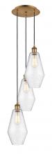  113B-3P-BB-G654-7 - Cindyrella - 3 Light - 14 inch - Brushed Brass - Cord Hung - Multi Pendant