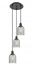  113B-3P-BK-G257 - Caledonia - 3 Light - 12 inch - Matte Black - Cord Hung - Multi Pendant