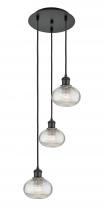  113B-3P-BK-G555-6CL - Ithaca - 3 Light - 13 inch - Matte Black - Cord hung - Multi Pendant