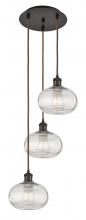  113B-3P-OB-G555-8CL - Ithaca - 3 Light - 15 inch - Oil Rubbed Bronze - Cord hung - Multi Pendant