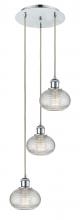  113B-3P-PC-G555-6CL - Ithaca - 3 Light - 13 inch - Polished Chrome - Cord hung - Multi Pendant