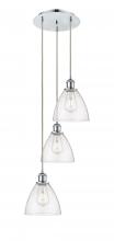  113B-3P-PC-GBD-754 - Bristol - 3 Light - 14 inch - Polished Chrome - Cord Hung - Multi Pendant