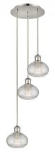  113B-3P-PN-G555-6CL - Ithaca - 3 Light - 13 inch - Polished Nickel - Cord hung - Multi Pendant