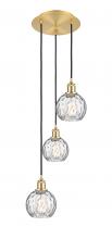  113B-3P-SG-G1215-6 - Athens Water Glass - 3 Light - 13 inch - Satin Gold - Cord hung - Multi Pendant