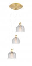  113B-3P-SG-G412 - Dayton - 3 Light - 12 inch - Satin Gold - Cord Hung - Multi Pendant