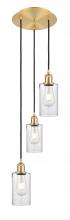  113B-3P-SG-G804 - Clymer - 3 Light - 10 inch - Satin Gold - Cord Hung - Multi Pendant