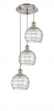  113B-3P-SN-G1213-8 - Athens Deco Swirl - 3 Light - 15 inch - Brushed Satin Nickel - Cord hung - Multi Pendant