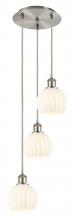  113B-3P-SN-G1217-6WV - White Venetian - 3 Light - 13 inch - Brushed Satin Nickel - Cord Hung - Multi Pendant