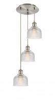  113B-3P-SN-G412 - Dayton - 3 Light - 12 inch - Brushed Satin Nickel - Cord Hung - Multi Pendant