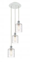  113B-3P-WPC-G1113 - Cobbleskill - 3 Light - 12 inch - White Polished Chrome - Cord Hung - Multi Pendant