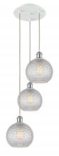  113B-3P-WPC-G122C-8CL - Athens - 3 Light - 15 inch - White Polished Chrome - Cord Hung - Multi Pendant