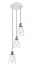  113B-3P-WPC-G394 - Ellery - 3 Light - 12 inch - White Polished Chrome - Cord Hung - Multi Pendant