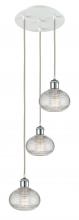  113B-3P-WPC-G555-6CL - Ithaca - 3 Light - 13 inch - White Polished Chrome - Cord Hung - Multi Pendant