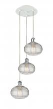  113B-3P-WPC-G555-8CL - Ithaca - 3 Light - 15 inch - White Polished Chrome - Cord Hung - Multi Pendant