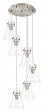  116-410-1PS-SN-G411-8CL - Newton Cone - 6 Light - 19 inch - Brushed Satin Nickel - Multi Pendant