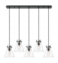  125-410-1PS-BK-G411-8CL - Newton Cone - 5 Light - 40 inch - Matte Black - Linear Pendant