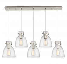  125-410-1PS-SN-G412-8SDY - Newton Bell - 5 Light - 40 inch - Brushed Satin Nickel - Linear Pendant