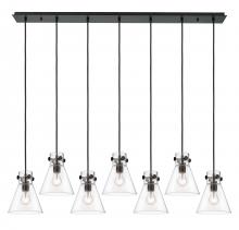  127-410-1PS-BK-G411-8CL - Newton Cone - 7 Light - 52 inch - Matte Black - Linear Pendant