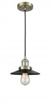  201C-AB-M6 - Railroad - 1 Light - 8 inch - Antique Brass - Cord hung - Mini Pendant