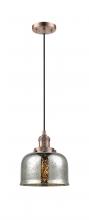  201C-AC-G78 - Bell - 1 Light - 8 inch - Antique Copper - Cord hung - Mini Pendant