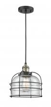  201C-BAB-G74-CE - Bell Cage - 1 Light - 9 inch - Black Antique Brass - Cord hung - Mini Pendant