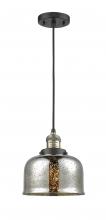  201C-BAB-G78 - Bell - 1 Light - 8 inch - Black Antique Brass - Cord hung - Mini Pendant