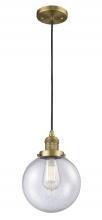  201C-BB-G204-8 - Beacon - 1 Light - 8 inch - Brushed Brass - Cord hung - Mini Pendant