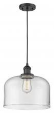  201C-BK-G72-L - Bell - 1 Light - 12 inch - Matte Black - Cord hung - Mini Pendant