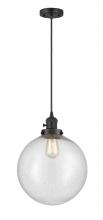  201CSW-BK-G204-12 - Beacon - 1 Light - 12 inch - Matte Black - Cord hung - Mini Pendant