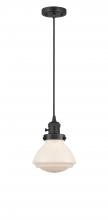  201CSW-BK-G321 - Olean - 1 Light - 7 inch - Matte Black - Cord hung - Mini Pendant