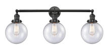  205-BK-G204-8-LED - Beacon - 3 Light - 32 inch - Matte Black - Bath Vanity Light