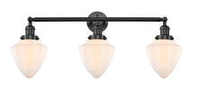  205-BK-G661-7 - Bullet - 3 Light - 34 inch - Matte Black - Bath Vanity Light