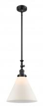  206-BK-G41-L - Cone - 1 Light - 12 inch - Matte Black - Stem Hung - Mini Pendant